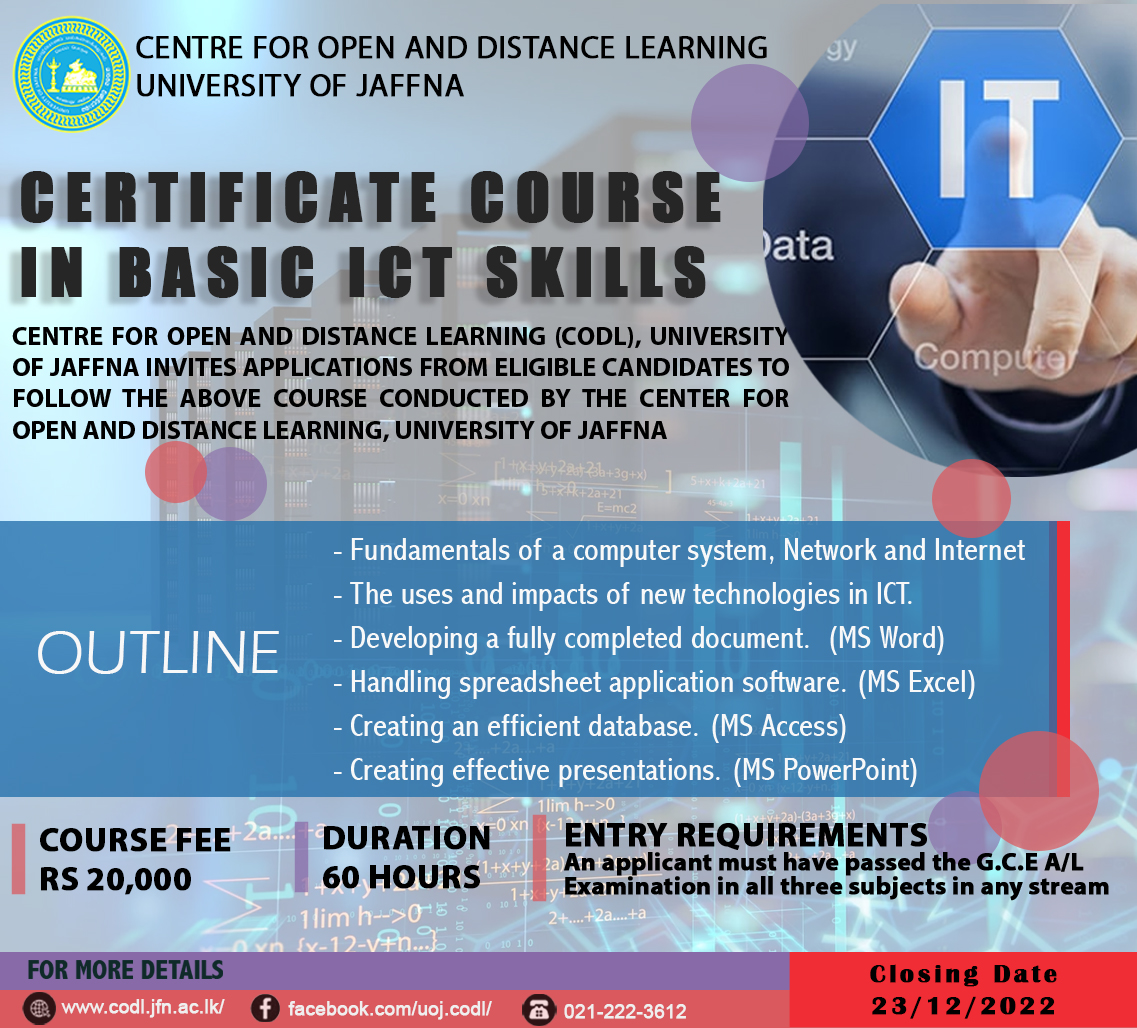 Certificate Course in Basic ICT Skills Center for Open and Distance